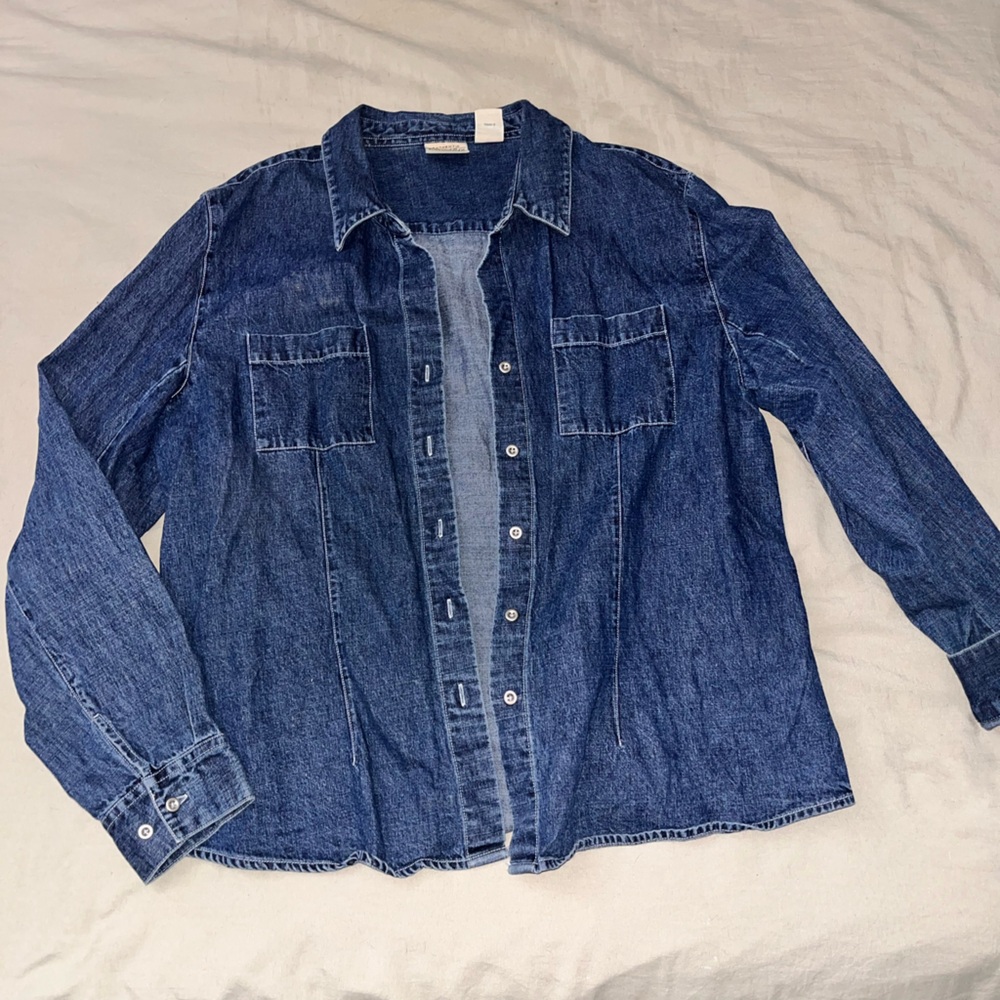 Vintage St. John's Bay Dark Blue Denim Button-Down Shirt